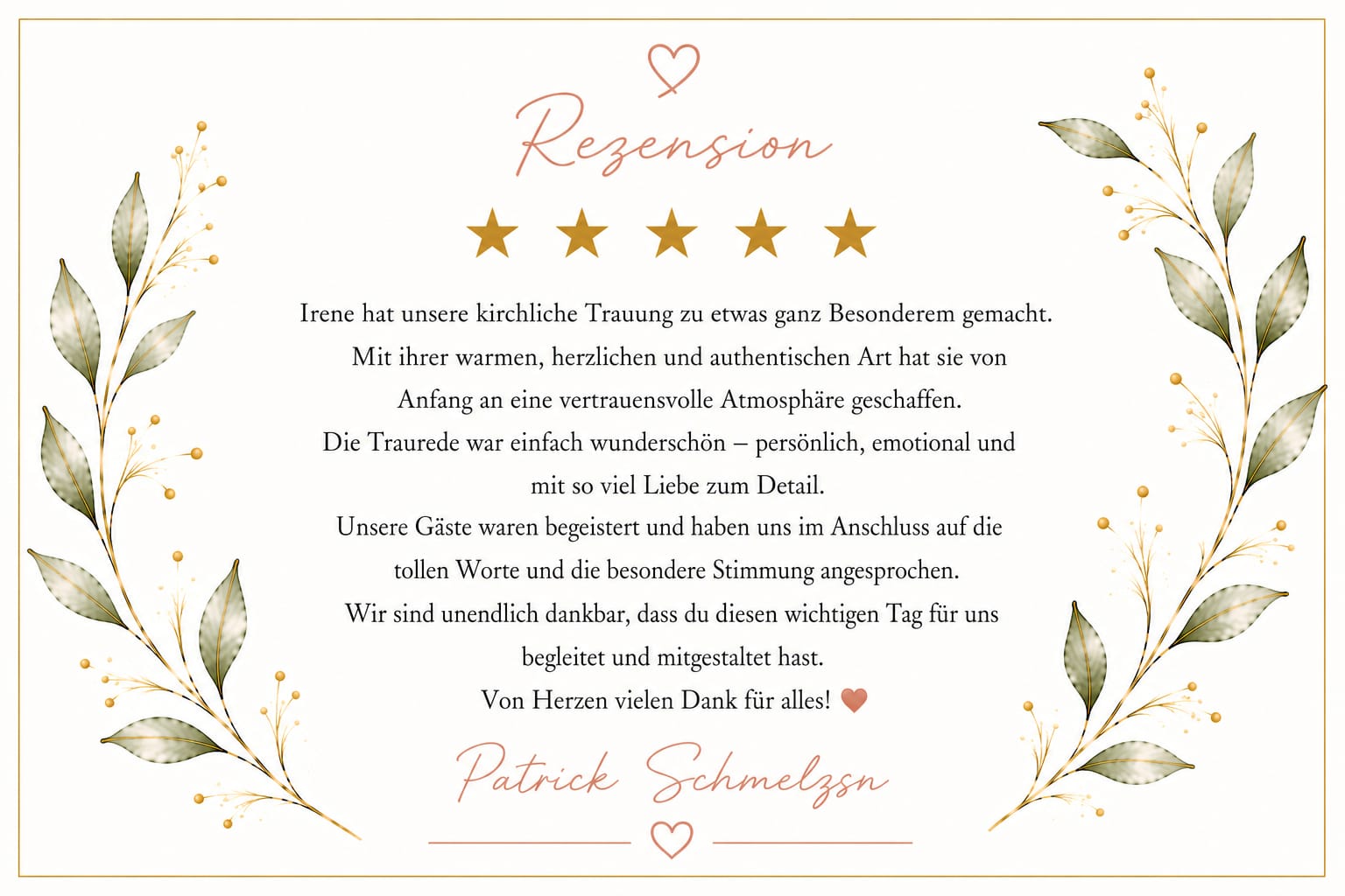 Rezension von Patrick Schmelzsn – 5 Sterne